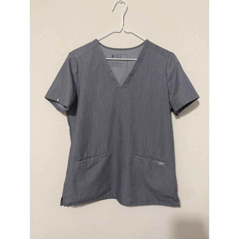 FIGS Casma Scrub Top Women Small Graphite V-Neck‎ Technical Collection 3 Pocket